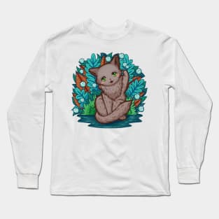 Kitty Final Boss Illustration Long Sleeve T-Shirt